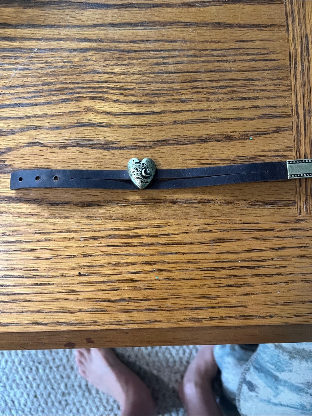 Leather Wrap Bracelet with Heart Accent